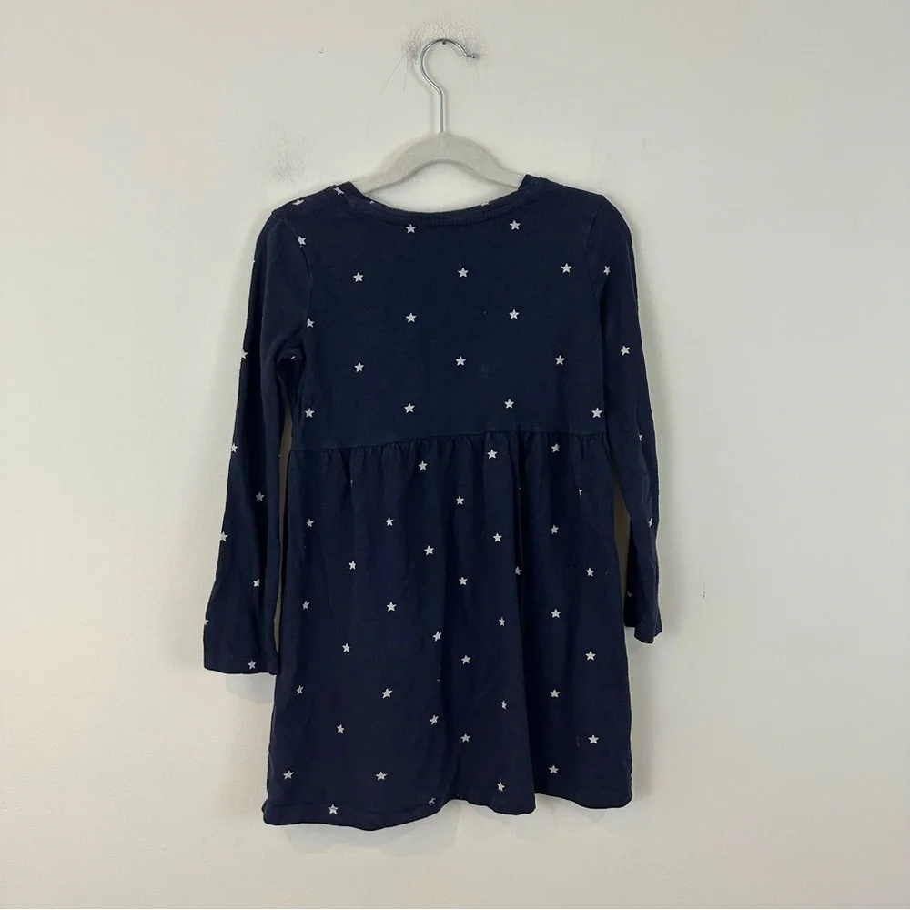 Gap Kids Navy Star-Print Long-Sleeve Kids Dress Small